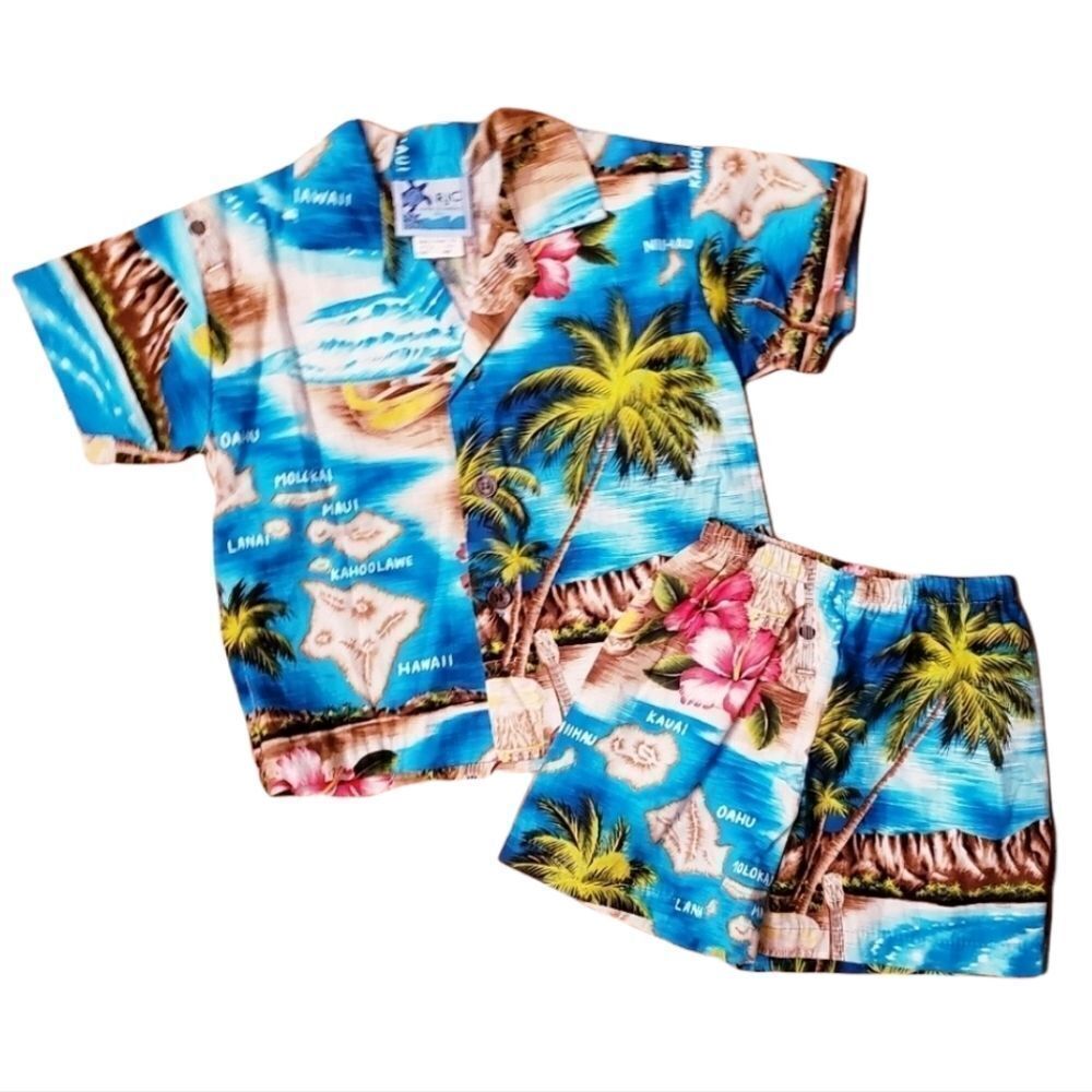 NWOT RJC Hawaiian Shirt & Shorts Set